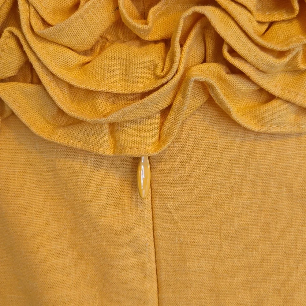 Cache Golden Yellow Ruffle Midi Dress Size 12 • Romantic Vintage-Inspired Style - Picture 10 of 13